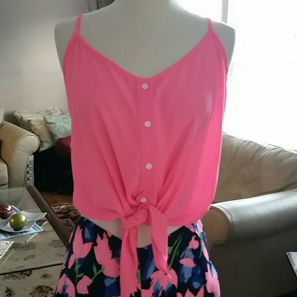 Vintage Havana Kids NWT Pink Button Front Tie Top